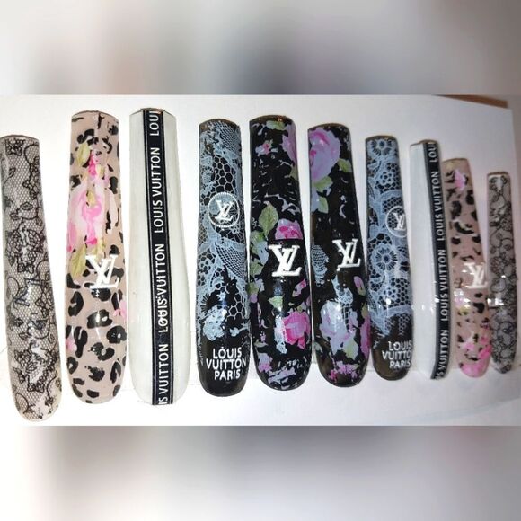 Hand crafted custom print 10pc 3xl acrylic press on nails sz Small - Picture 5 of 8